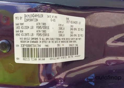 2005 Chrysler Pt Cruiser Limited z USA, uszkodzony, nr VIN 3C8FY68B05T641704